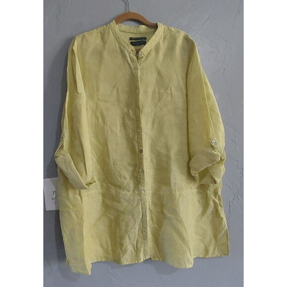 Tahari Essentials  100% Linen  Tops Tunic Womens 23.5 Inch Of Armp To Armp - Picture 3 of 10